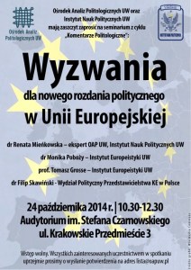 Wyzwania dla nowego rozdania politycznego w Unii Europejskiej